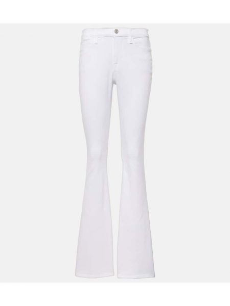 Kõrge vöökohaga alt laienevad teksapüksid Frame valge