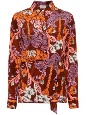 Svilena srajca s cvetličnim vzorcem s potiskom P.a.r.o.s.h. oranžna