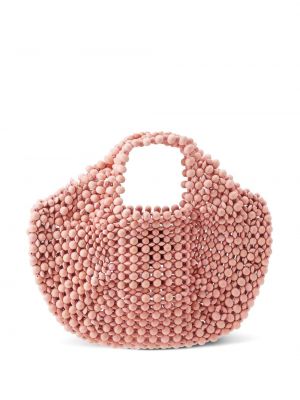 Shopper kabelka s korálky Aranaz růžová