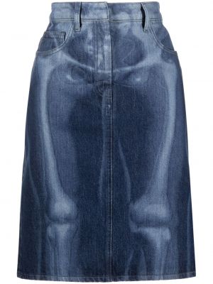 Džínová sukně s vysokým pasem s knoflíky na zip Off-white