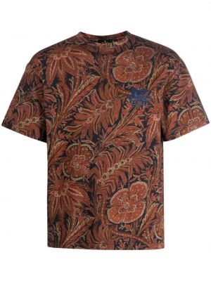 T-shirt ricamato con stampa paisley Etro marrone