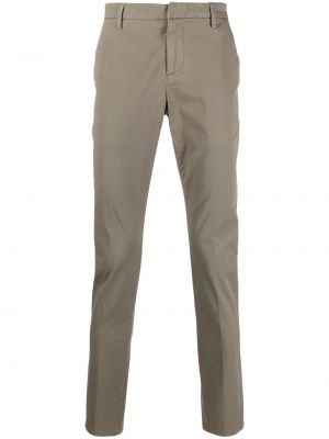 Bavlněné slim fit chinos Dondup hnědé