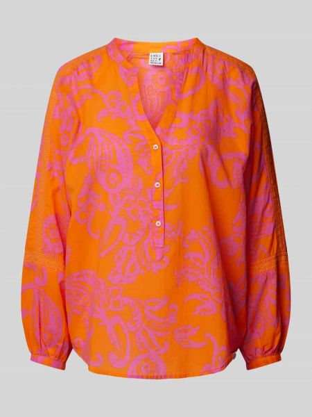 Bluzka z dekoltem w serek Emily Van Den Bergh pomarańczowa