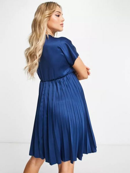 Плиссированное платье мини Closet London синее