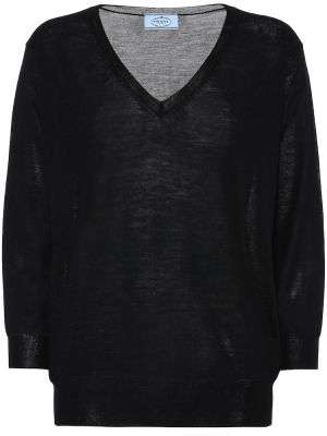 Vlnený sveter Prada čierna