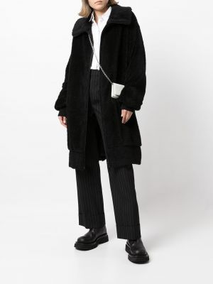 Vilnonis paltas oversize Yohji Yamamoto juoda