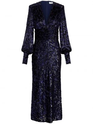 Robe de soirée à imprimé léopard Rebecca Vallance bleu