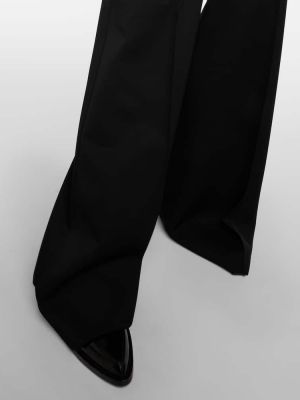 Μάλλινο παντελόνι με ψηλή μέση σε φαρδιά γραμμή Max Mara μαύρο