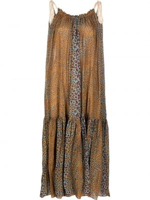 Leopardí šaty s potiskem Ulla Johnson Hnědé