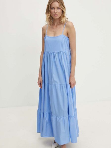 Sukienka długa bawełniana Answear Lab niebieska