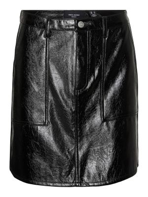 Δερμάτινη φούστα Vero Moda μαύρο