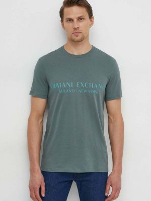 Koszulka z nadrukiem Armani Exchange zielona