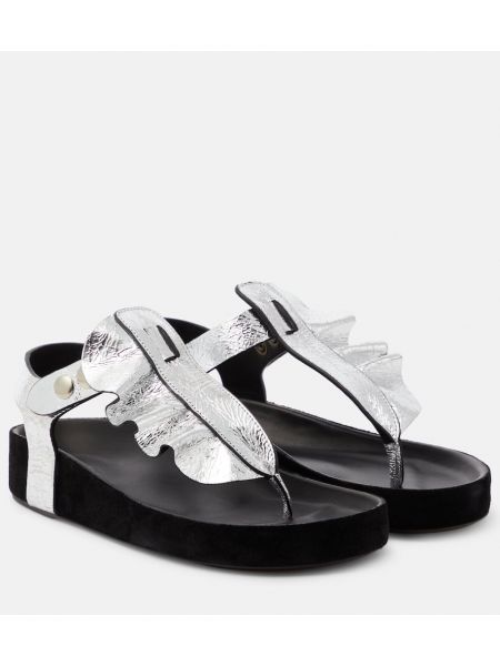 Kožené sandály Isabel Marant stříbrné
