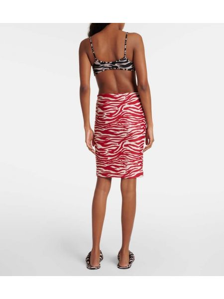 Mini sukně s potiskem se zebřím vzorem The Attico červené
