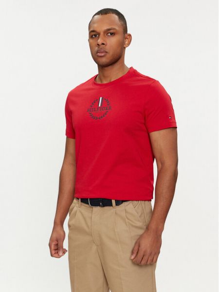 Tricou cu dungi Tommy Hilfiger roșu