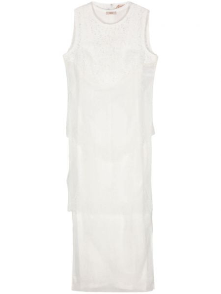 Čipkovaný priehľadný midi šaty N°21 biela