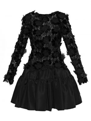 Květinové koktejlové šaty Oscar De La Renta černé
