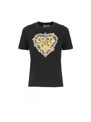 Koszulka w serca Versace Jeans Couture czarna
