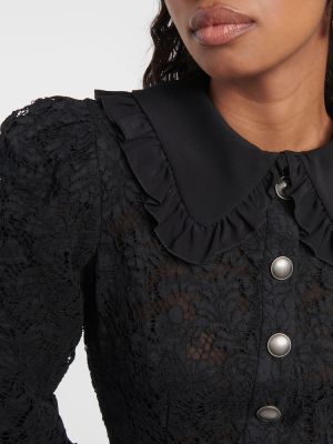 Βαμβακερή μίντι φόρεμα με δαντέλα Alessandra Rich μαύρο
