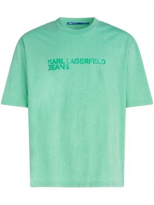 Памучна тениска с принт Karl Lagerfeld Jeans зелено