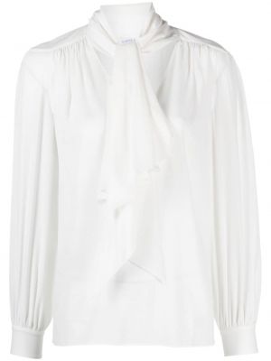 Bluză cu funde din crep Alberta Ferretti alb