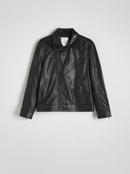 Шкіряна куртка Reserved чорна