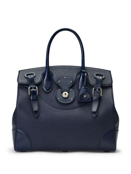 Kožna shopper torbica Ralph Lauren Collection plava