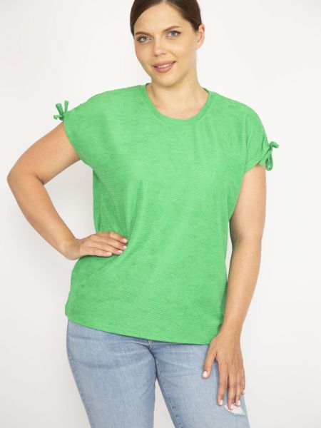 Блуза с връзки с дантела şans зелено