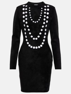 Μάλλινη φόρεμα ζακάρ Alaia μαύρο