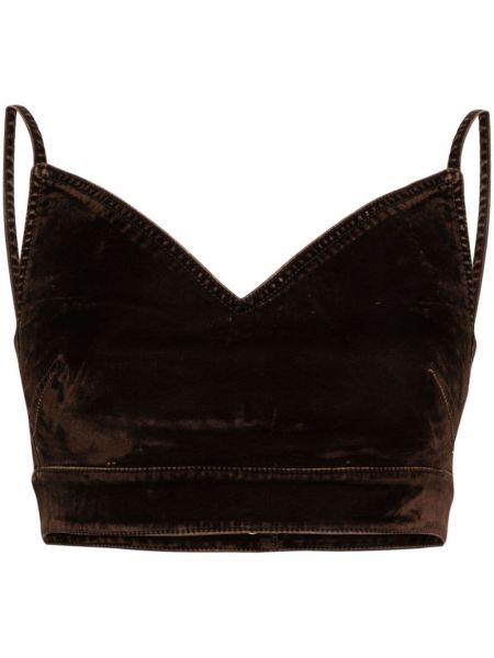 Veluuri crop top v-pääntiellä Loewe ruskea