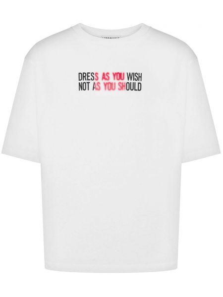 T-shirt avec imprimé slogan en coton à imprimé Moschino