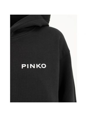 Sudadera con capucha de algodón con estampado Pinko negro