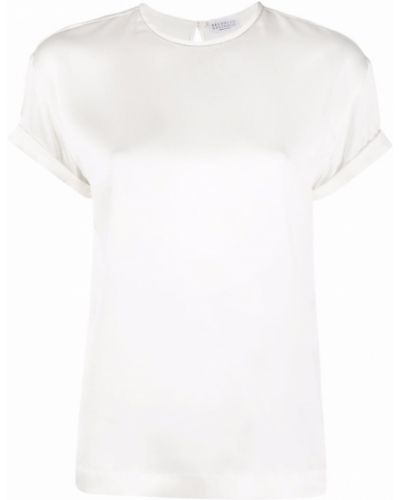 Camiseta de seda manga corta Brunello Cucinelli blanco