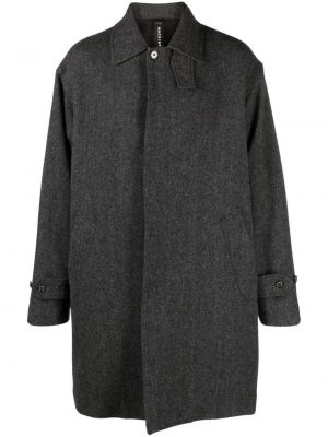 Μάλλινο παλτό με μοτίβο ψαροκόκαλο Mackintosh γκρι