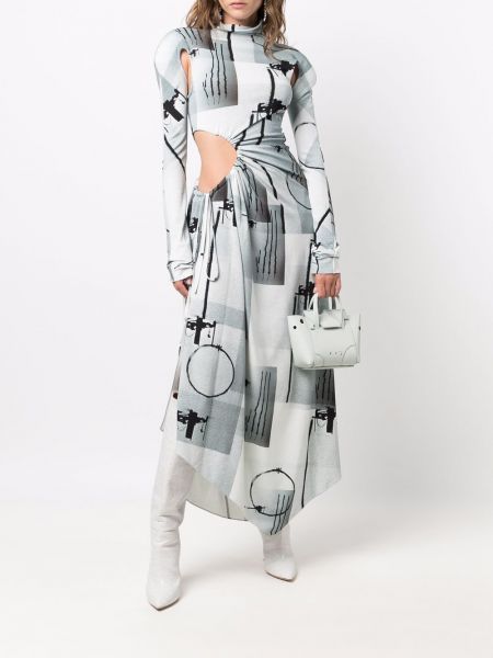 Vestido largo con estampado con estampado abstracto Off-white