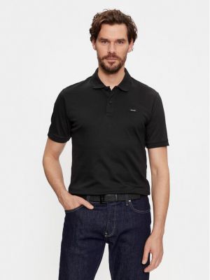 Памучна поло тениска с копчета slim Calvin Klein черно