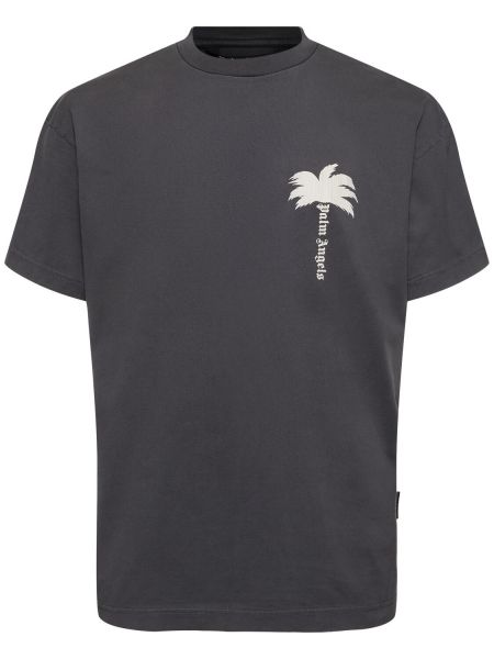 Koszulka bawełniana z nadrukiem Palm Angels szara