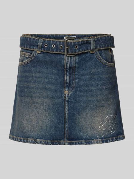 Spódnica jeansowa z nadrukiem Review niebieska