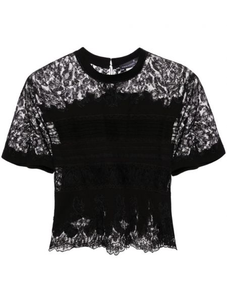 Mežģīņu t-krekls Ermanno Scervino melns