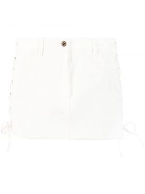 Mežģīņu džinsa svārki ar šņorēm Miu Miu balts