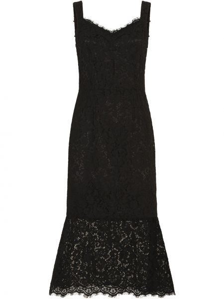 Vestido de cóctel con escote v de encaje Dolce & Gabbana negro