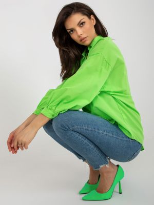 Oversize риза Fashionhunters зелено
