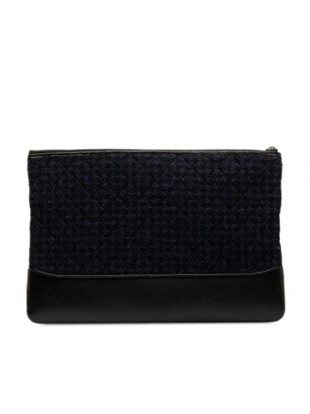 Bolso clutch de cuero retro Chanel Vintage azul