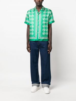 Zīda krekls ar apdruku Gucci zaļš