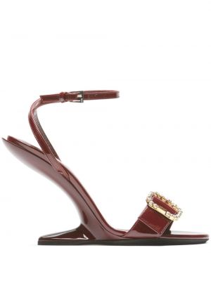Krištáľové kožené sandále s prackou N°21 červená