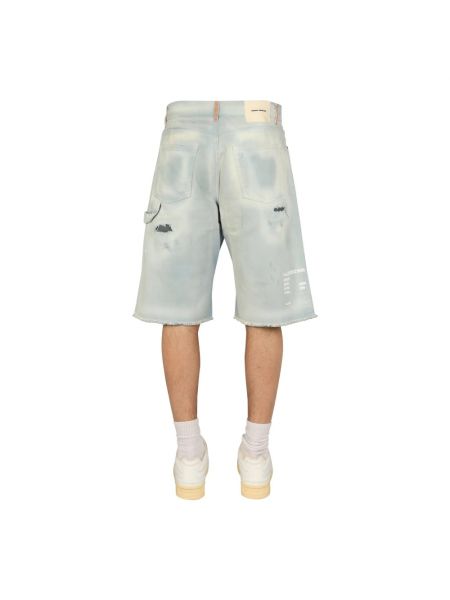 Pantalones cortos vaqueros con flecos de algodón Heron Preston azul
