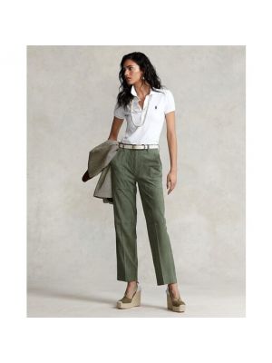 Pantalones rectos de cuero Polo Ralph Lauren verde