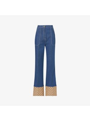 Прямые джинсы с высокой талией Gucci синие