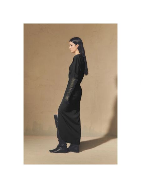 Vestido largo de lana de seda Cortana negro