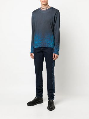 Straight jeans mit print mit leopardenmuster Roberto Cavalli blau
